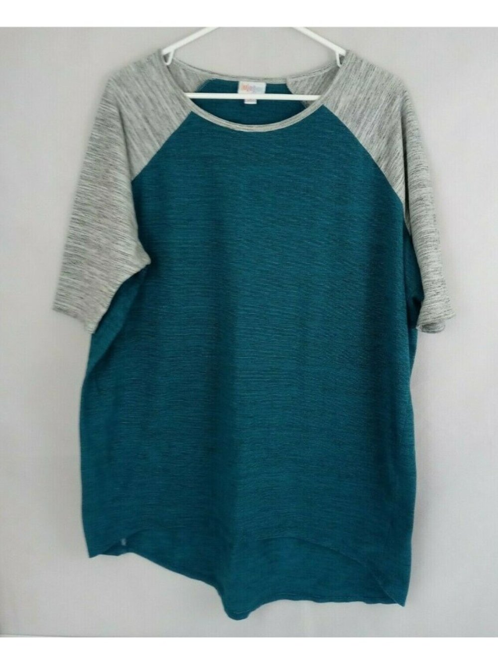LulaRoe Men's Oversized Short Sleeve Shirt Jade With Gray Sleeves Size Small
